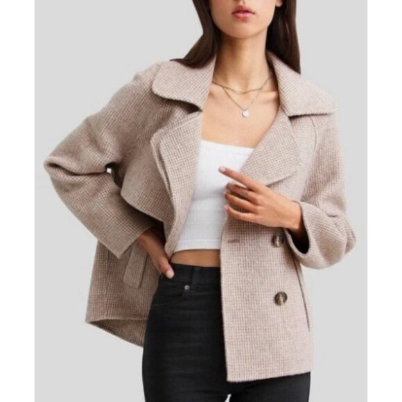 New Belle & Bloom Im Yours Wool Blend Peacoat Womens XS Blush Cropped Jacket - Picture 1 of 9